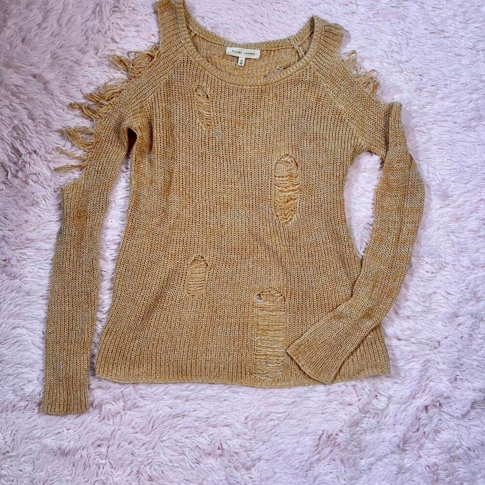 Mustard Yellow Distressed Fairy‎ Grunge Knit Lightweight Punk Skater Sweater